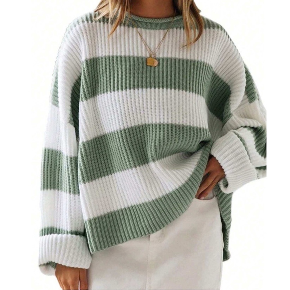 Plus Color Block Knit Loose Fit Sweater Top 1X 2X 3X 4X